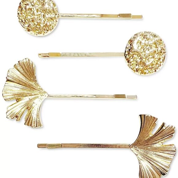 Inc International Concepts 4-Pc. Disc & Leaf Bobbypins in Gold-Tone NWT MSRP $30 - Picture 1 of 4